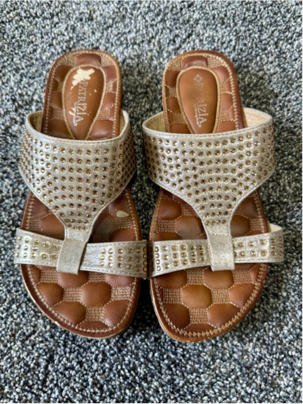 Women's Patrizia by Spring Step Gold Studded Sandals Size 8 (39)